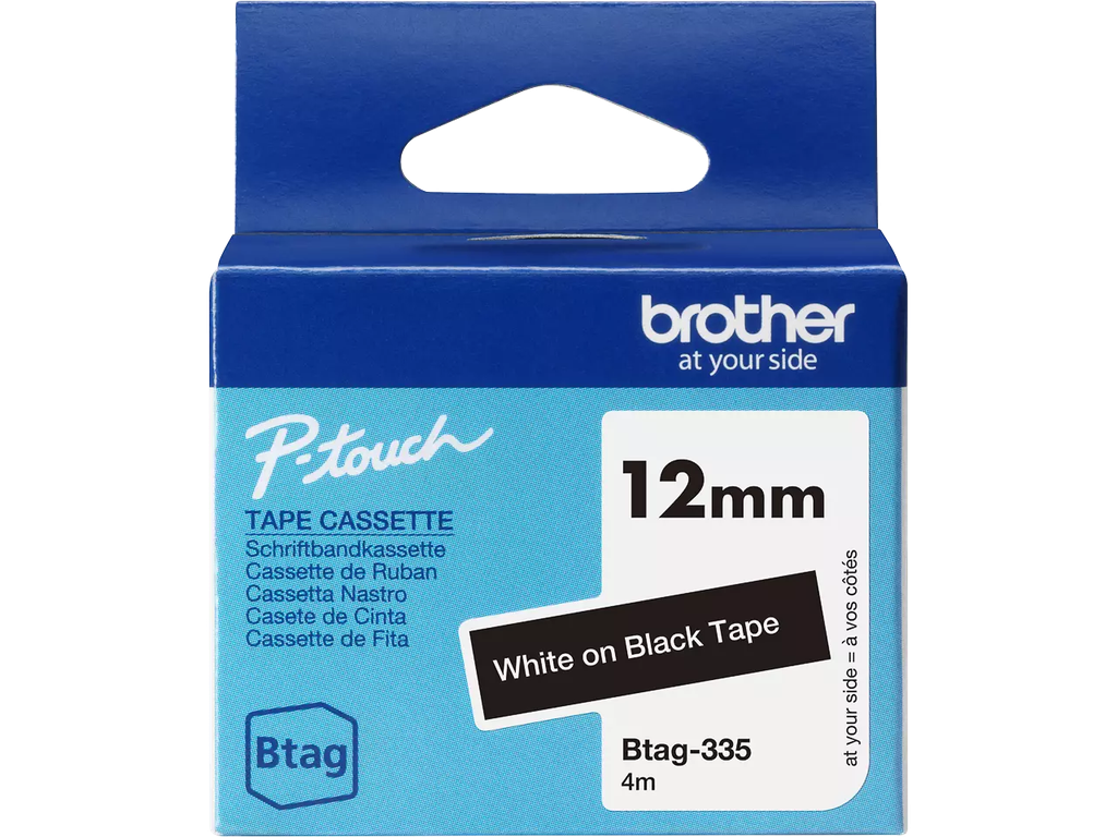 Tape Brother P-Touch BTAG-335 12mm wit op zwart
