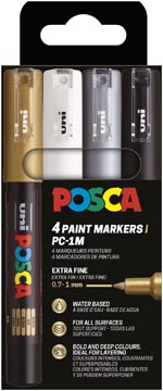 Paintmarker Uni Posca PC-1MC ronde punt 0,7-1mm goud zilver wit zwart (4)