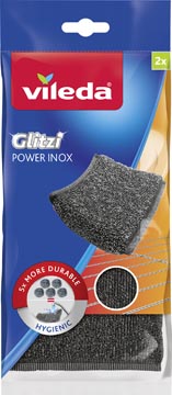 Schuurspons Vileda Glitzi Power inox 10x10x1,2cm (2)