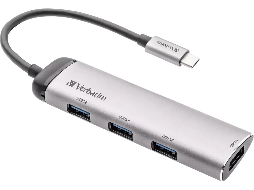USB-Hub multiport Verbatim USB-C 4xUSB 3.2 GEN1 Typ A zilver