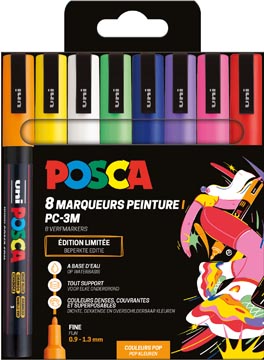 Paintmarker Uni Posca PC-3M ronde punt 1,5mm assorti Pop kleuren (8)