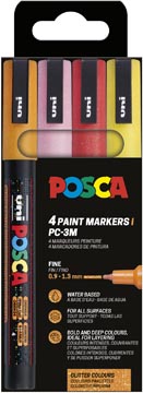 Paintmarker Uni Posca PC-3M ronde punt 1,5mm glitter oranje roze rood geel (4)