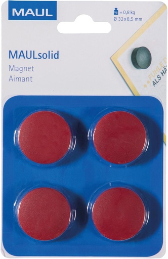 [TIM-6165425] Magneet Maul MaulSolid Ø32mm (4) (rood)