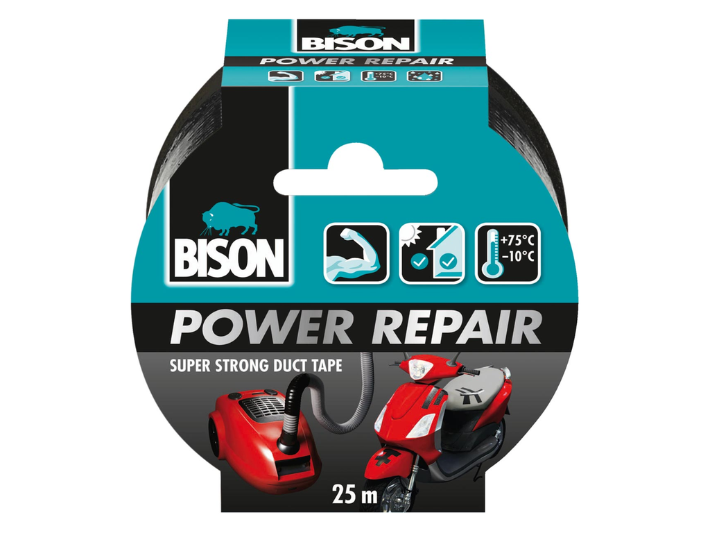 Plakband Bison Power Repair 48mmx25m zwart
