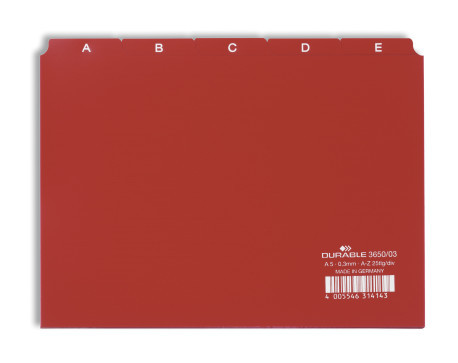 Tabkaarten Durable PP A5 indeling 5/5 A-Z bedrukte tabs