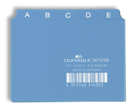Tabkaarten Durable PP A7 indeling 5/5 A-Z bedrukte tabs