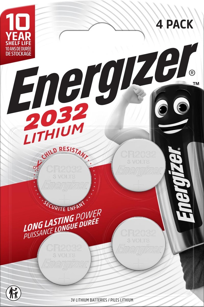 Knoopcelbatterij Energizer lithium CR2032 (4)