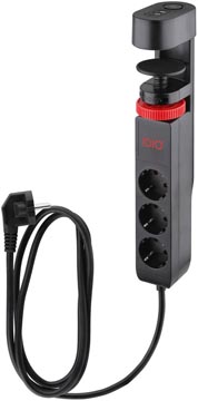 Contactdoos IOIO SL3000 3 stopcontacten en 3 USB-poorten tafelklem zwart