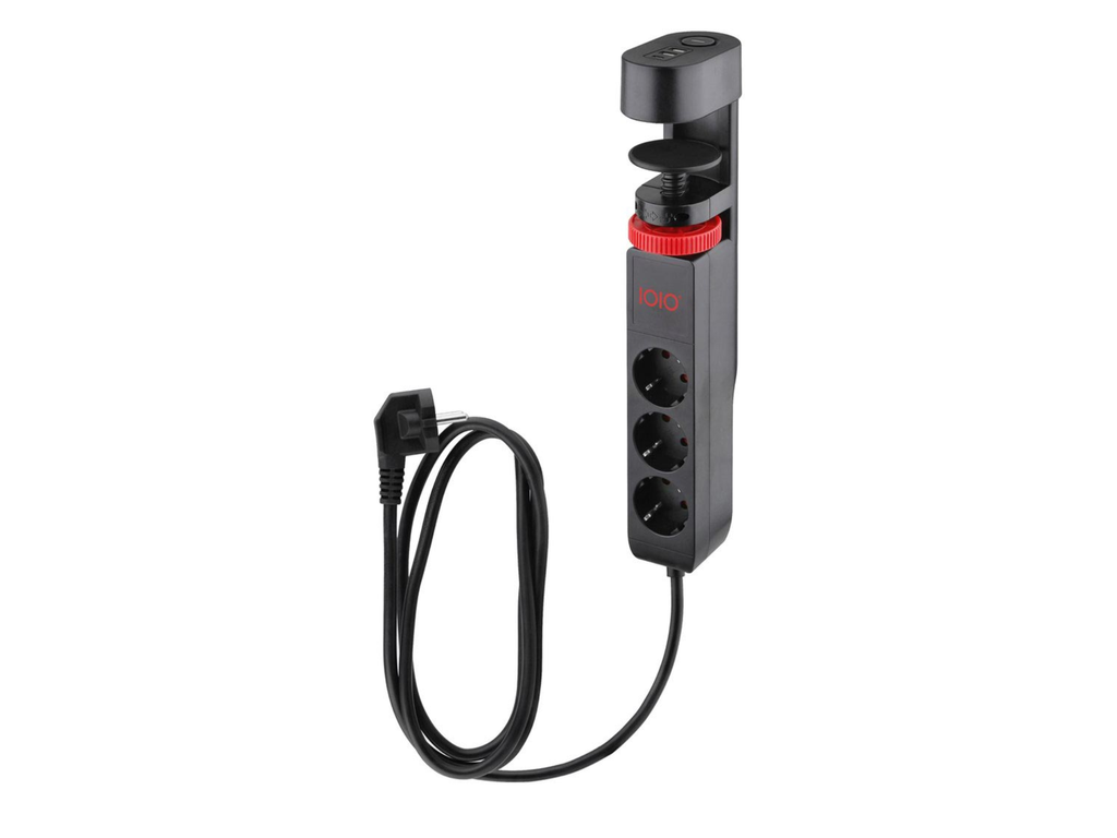 Contactdoos IOIO SL3000 3 stopcontacten en 3 USB-poorten tafelklem zwart