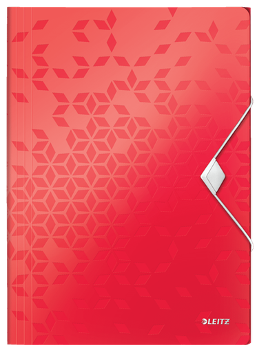 [ESS-45990026] Elastomap Leitz WOW PP A4 3-kleppen metallic (rood)