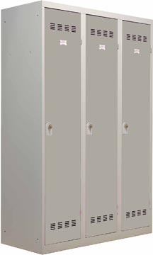 Garderobekast vuile industrie lockers Henry Pierre 180x120cm 3 deuren grijs