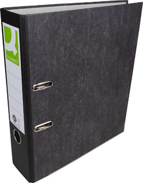 Ordner Q-Connect karton A4 rug 80mm zelfklevend rugetiket gewolkt zwart