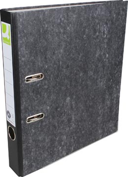 Ordner Q-Connect karton A4 rug 50mm zelfklevend rugetiket gewolkt zwart