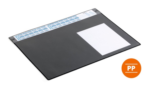 [DUR-722501] Schrijfonderlegger Durable PP 650x480mm met jaarkalender en afdekvel (zwart)