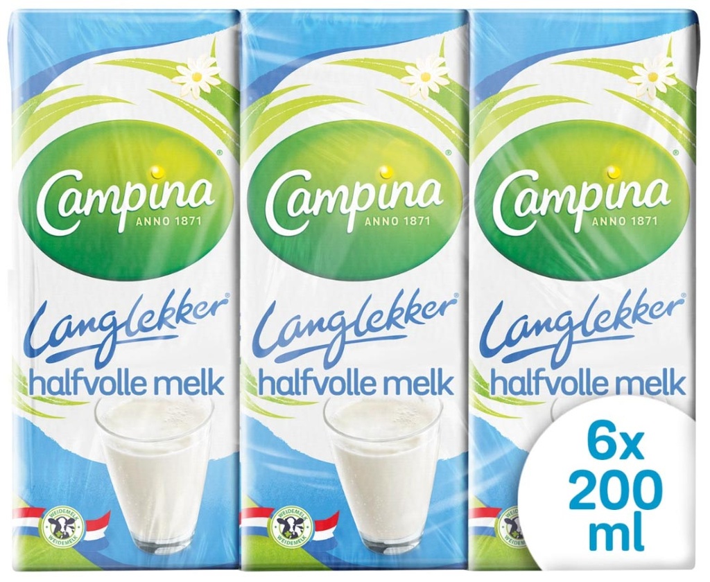 Halfvolle melk Campina 0,2L (6)