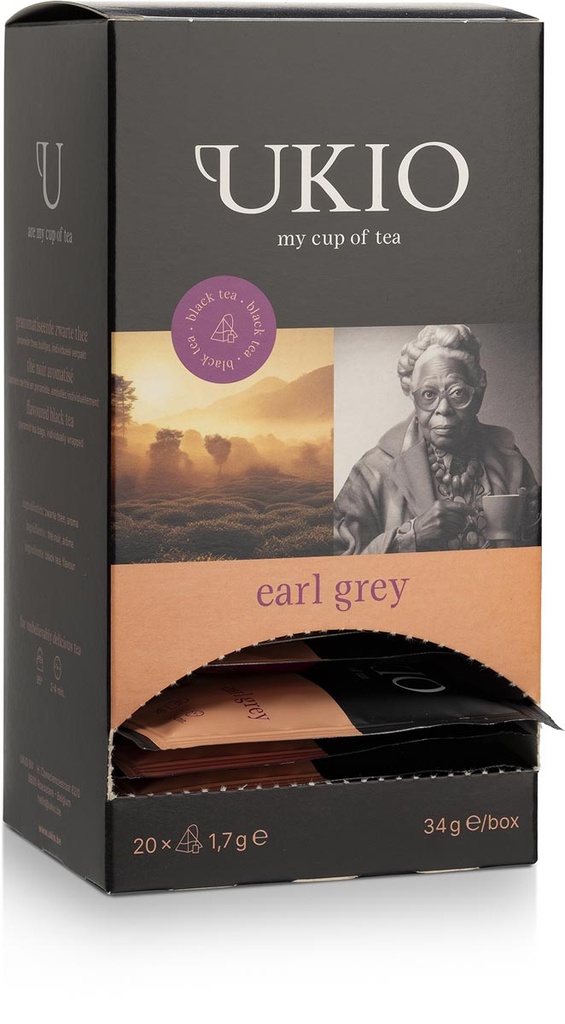 Thee UKIO zwarte thee Earl Grey individueel verpakt (20)
