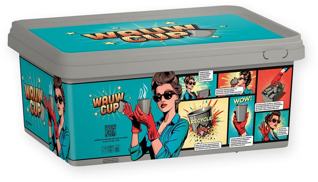 Drinkbeker herbruikbaar Wauw Cup PP 180ml herbruikbare doos (150)