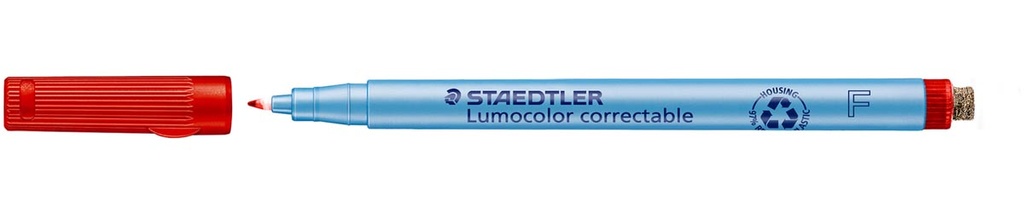 Fineliner uitwisbaar Staedtler Lumocolor F fijne ronde punt 0,6mm rood