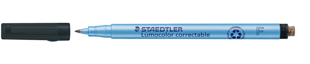 Fineliner uitwisbaar Staedtler Lumocolor F fijne ronde punt 0,6mm zwart