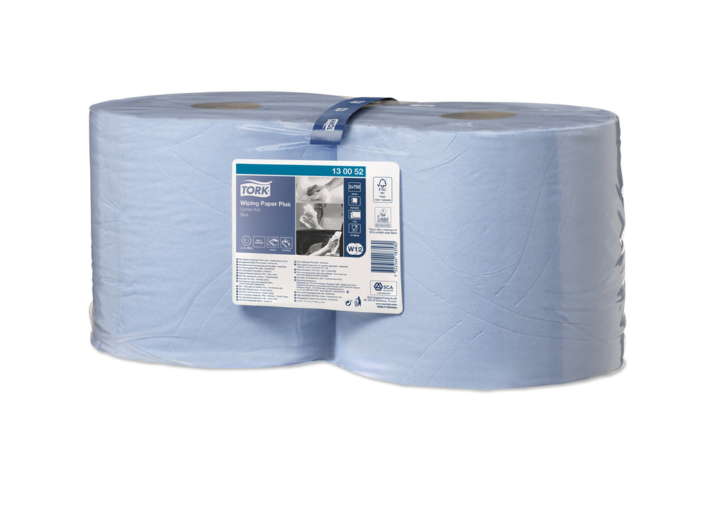 Poetsdoek Tork Advanced 420 Blue Roll W1/W2 2-laags 24cmx255m 750vel (2)