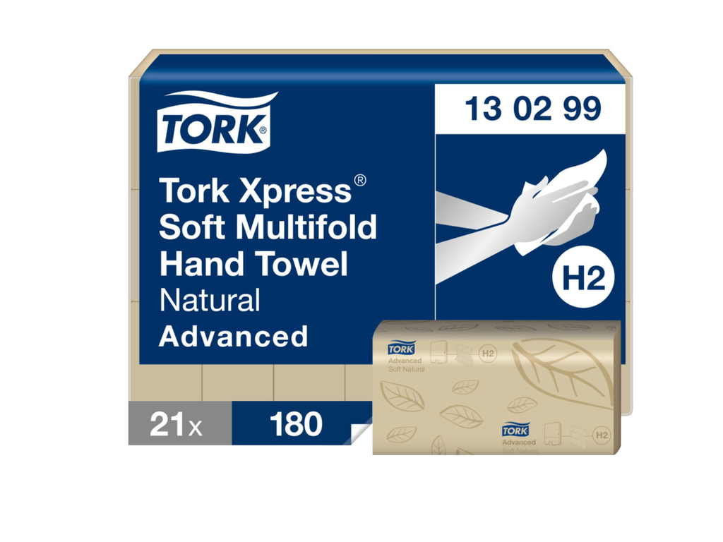 Handdoeken Tork Xpress Multifold Soft Natural H2 2-laags 180vel (21) - FSC Mix Credit
