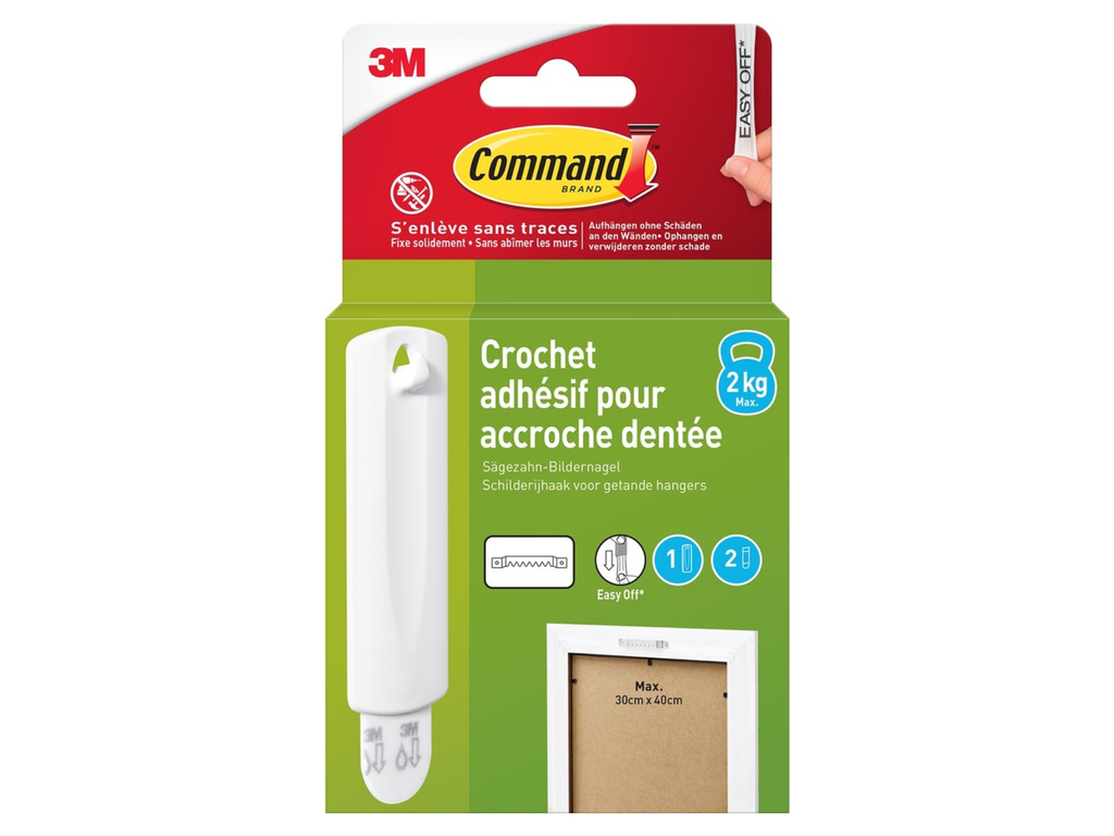 Fotolijststrip voor haak met zaagtanden Command draagvermogen 2kg wit