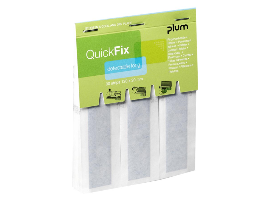 Navulling voor pleisterautomaat Plum QuickFix detecteerbare blauwe pleisters extra lang (30)