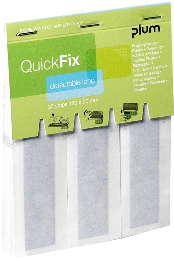 Navulling voor pleisterautomaat Plum QuickFix detecteerbare blauwe pleisters extra lang (30)