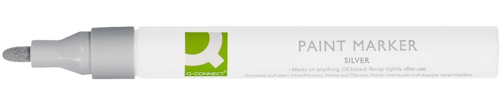 Paintmarker Q-Connect ronde punt 2-3mm op oliebasis zilver