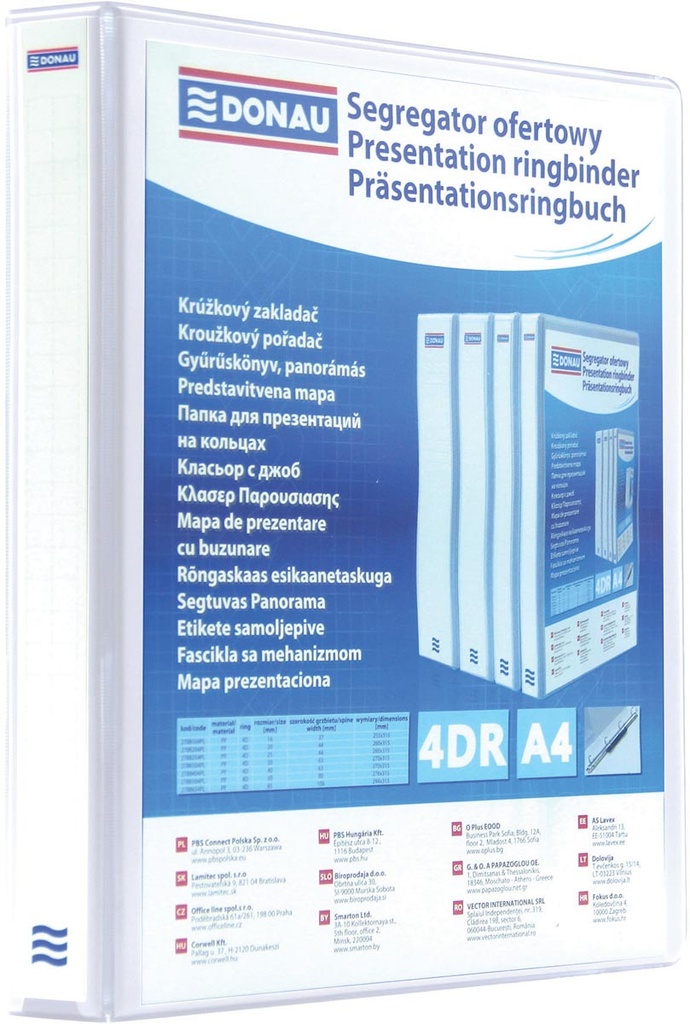 Panorama ringmap Donau PP A4 4 D-ringen 20mm rug 44mm wit
