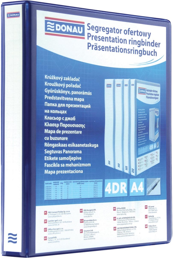 Panorama ringmap Donau PP A4 4 D-ringen 25mm rug 44mm blauw