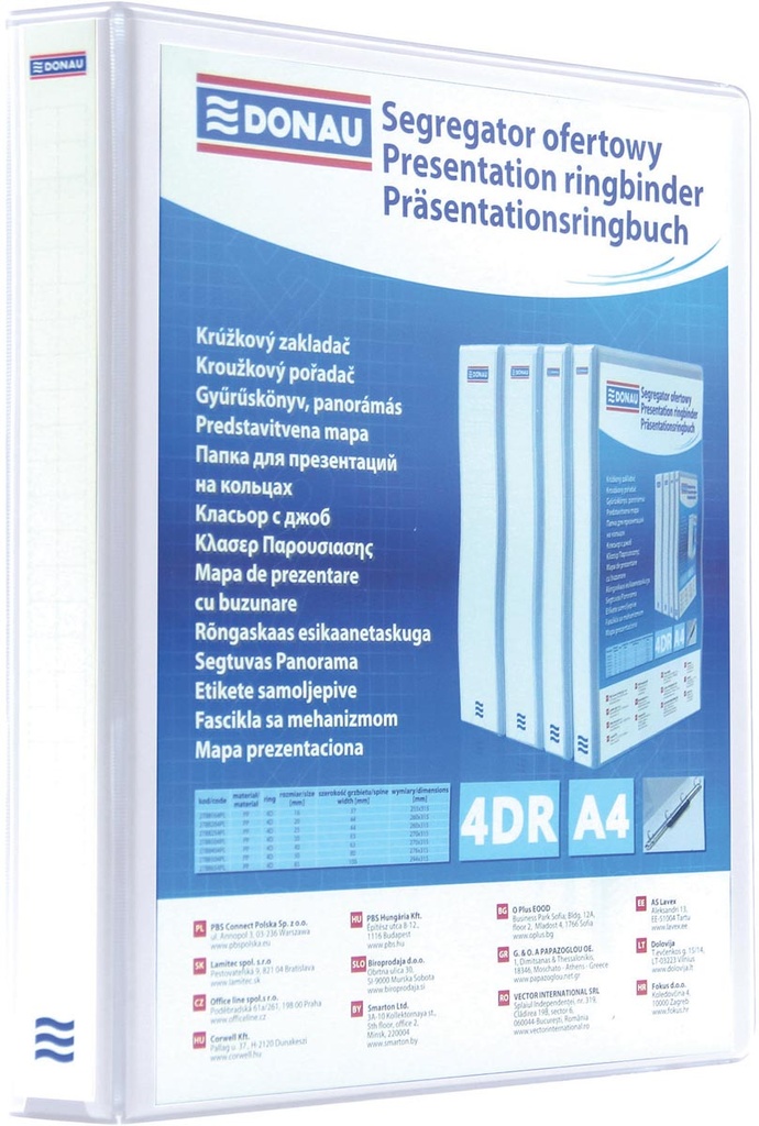 Panorama ringmap Donau PP A4 4 D-ringen 25mm rug 44mm wit