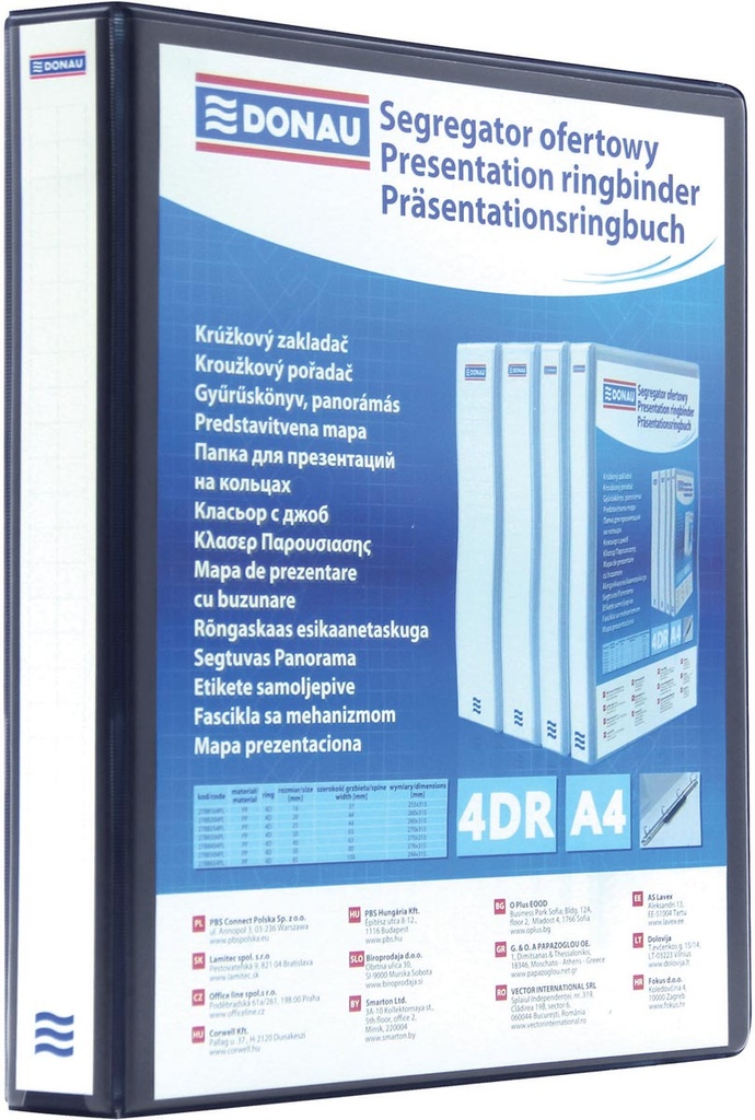Panorama ringmap Donau PP A4 4 D-ringen 30mm rug 63mm zwart
