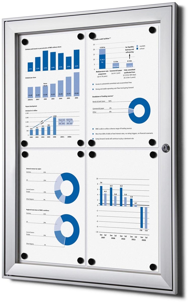 Vitrine voor binnen en buiten polycarbonaat 670x500mm 4xA4
