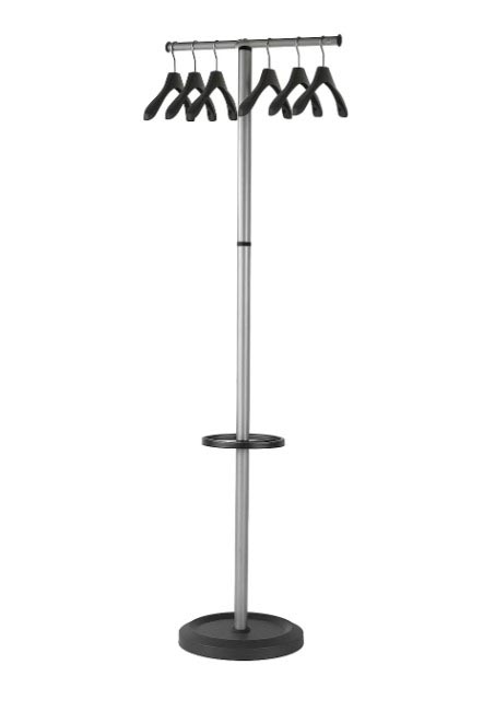 Vloerstandaard kapstok met 6 kledinghangers zwart