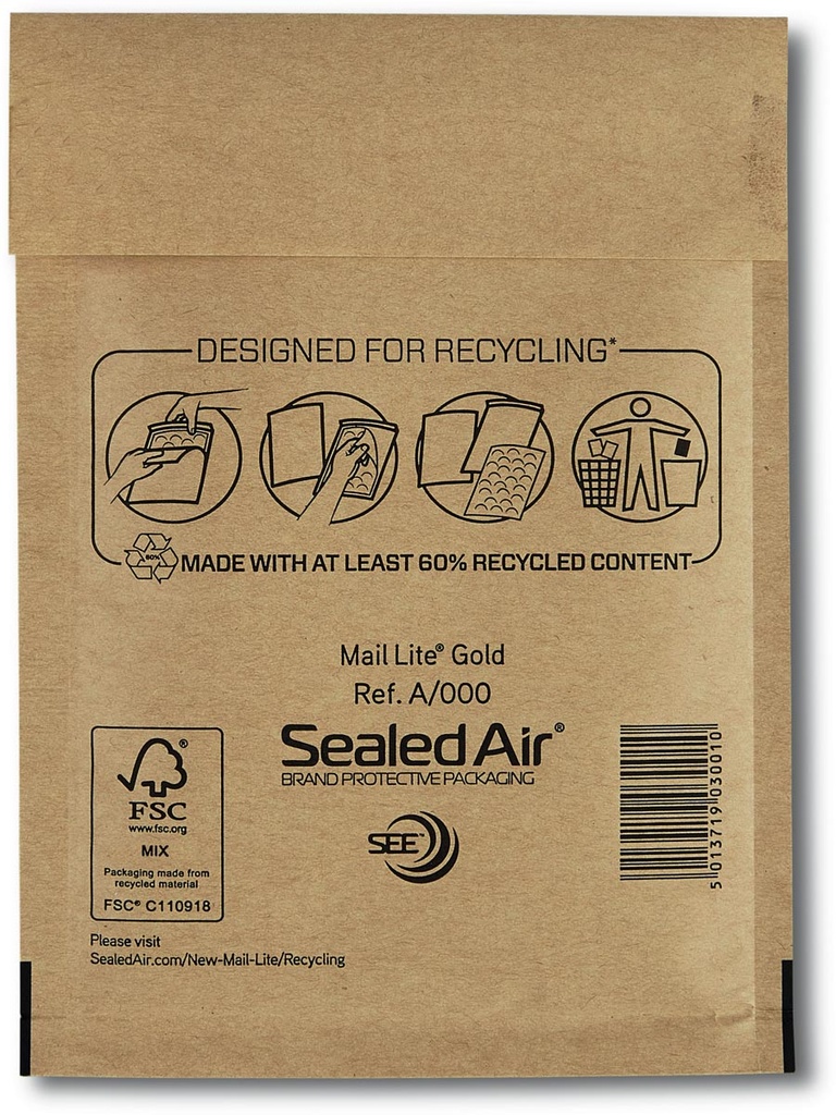 Luchtkussenenveloppen Mail Lite A/000 110x160mm goud (200)