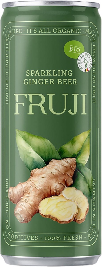 Frisdrank Fruji limonade sparkling gingerbeer Bio blik 25cl (12)