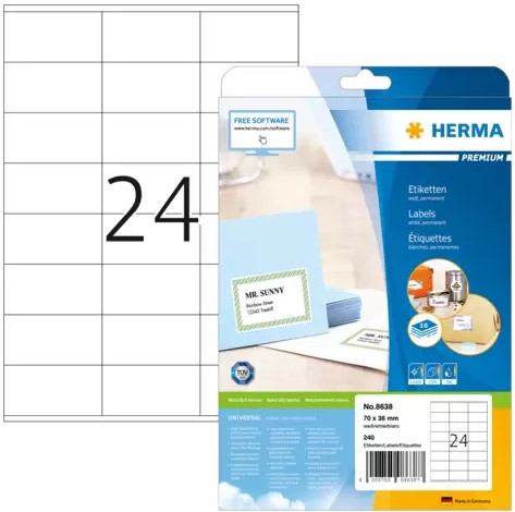 Etiketten Herma 24 etik/bl A4 70x36mm wit (10)