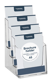 Folderhouder tafel Europel A5 staand 4-vaks transparant