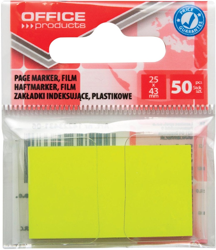 Ophangzakje OFFICE products index  25 x 43 mm geel (50)