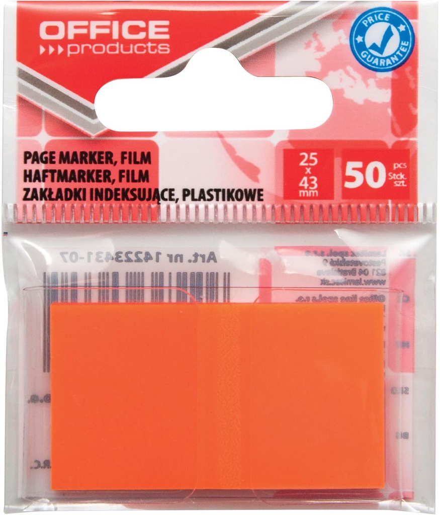 Ophangzakje OFFICE products index  25 x 43 mm oranje (50)