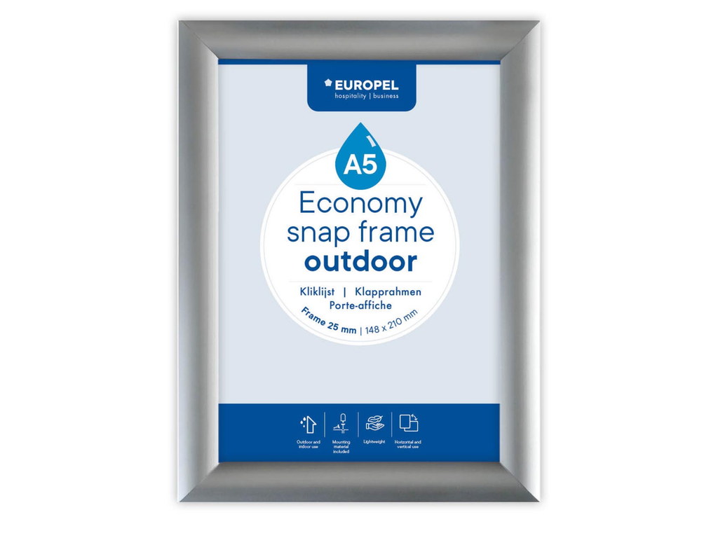 Kliklijst Economy Europel waterdicht lijst 25 mm ft A5 zilver