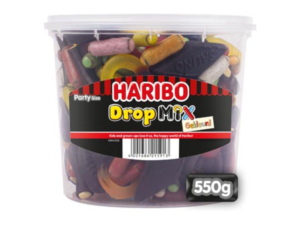 Snoepgoed Haribo  Drop mix gekleurd emmer van 550 g