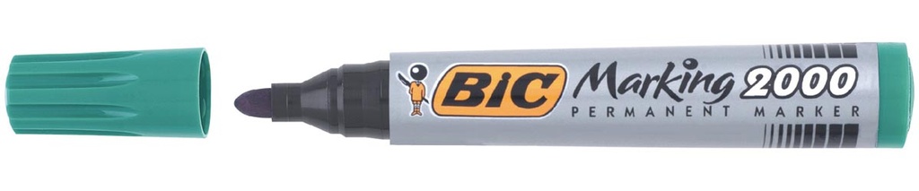 Marker Bic permanent  2000-2300 groen schrijfbreedte 1,7 mm ronde punt