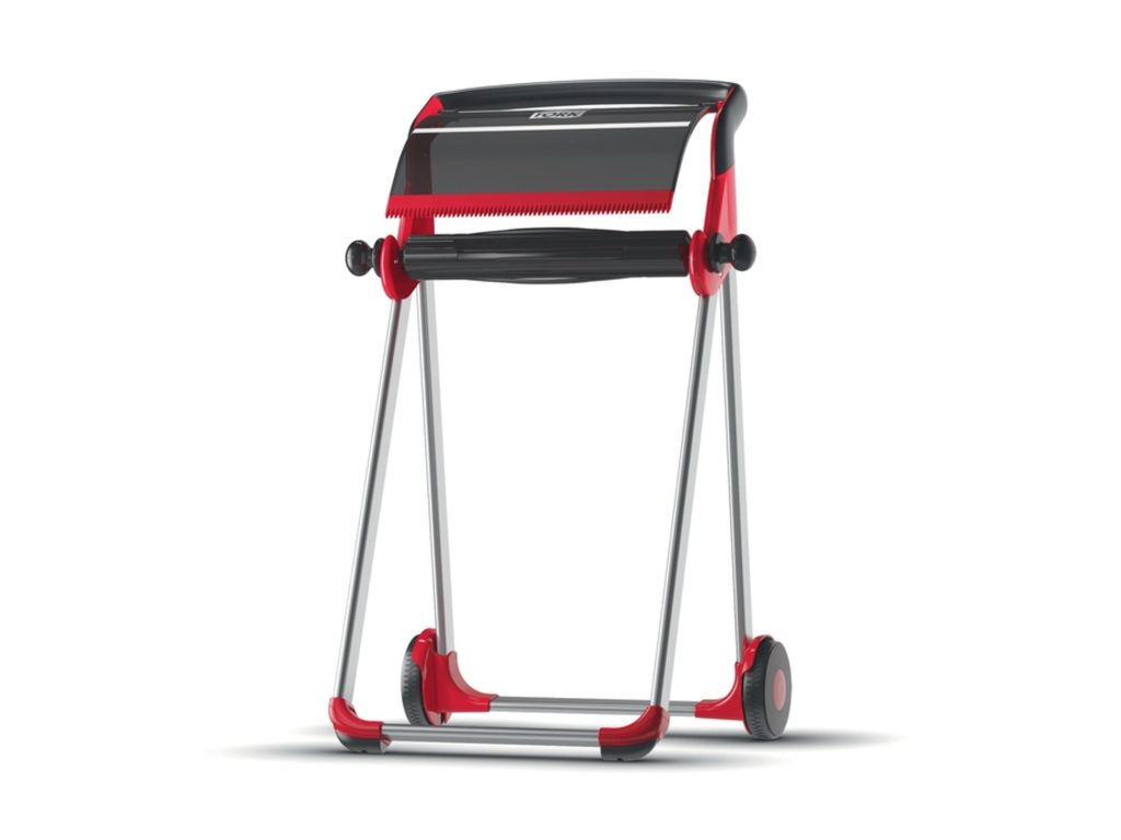 Poetspapierdispenser Tork W1 Performance vloerstandaard rood 