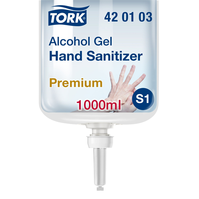 Handdesinfectie Tork S1 Premium alcoholgel ongeparfumeerd 1000 ml 