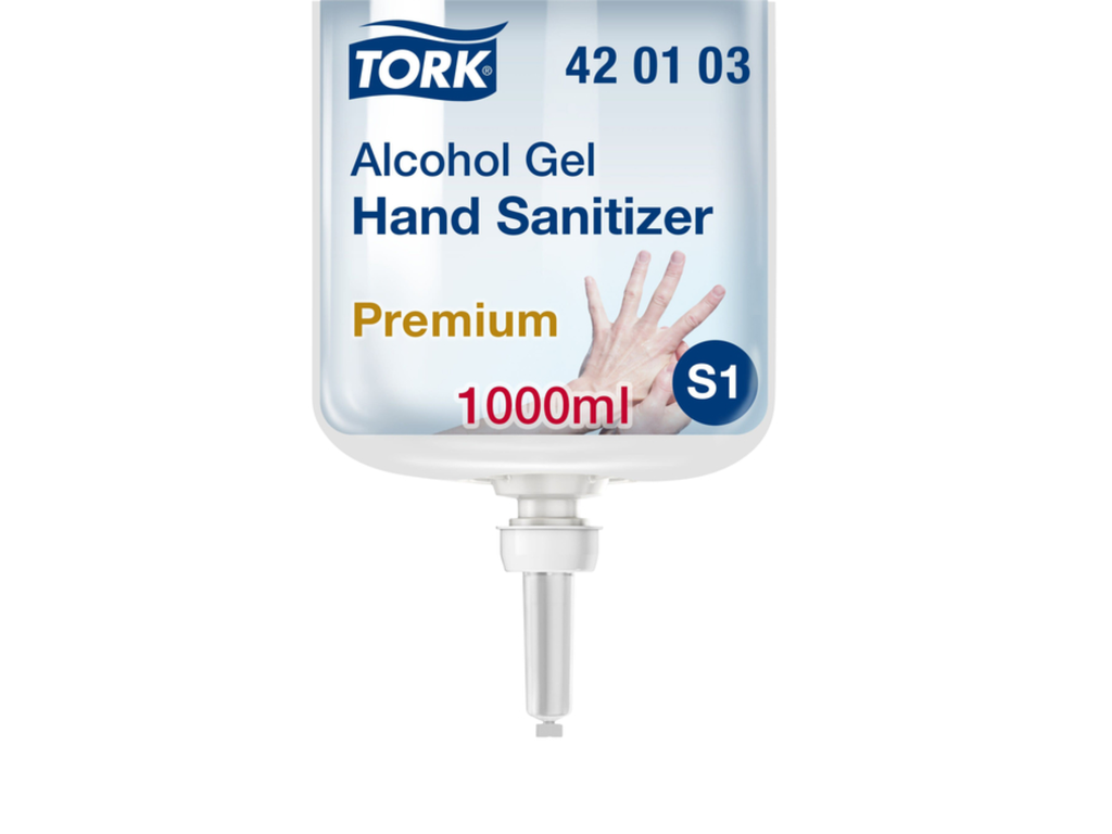 Handdesinfectie Tork S1 Premium alcoholgel ongeparfumeerd 1000 ml 