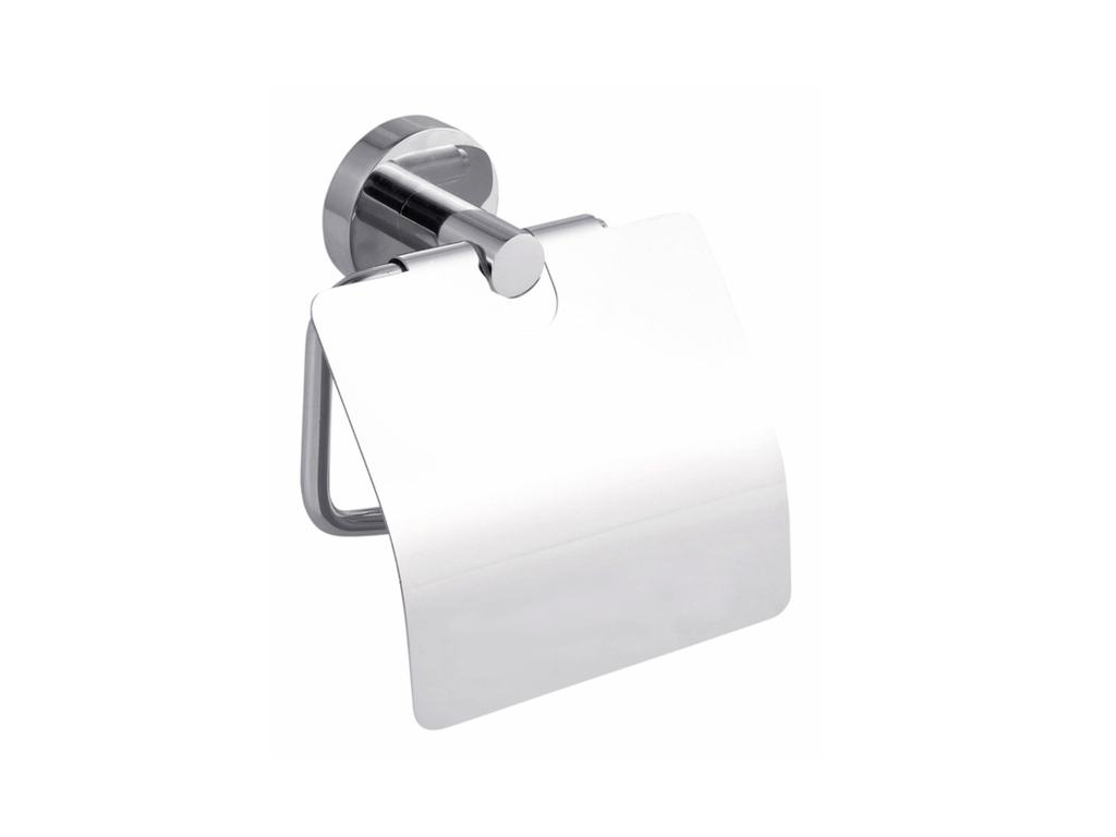 Toiletrolhouder met deksel tesa® Smooz hoogglans verchroomd metaal zelfklevend