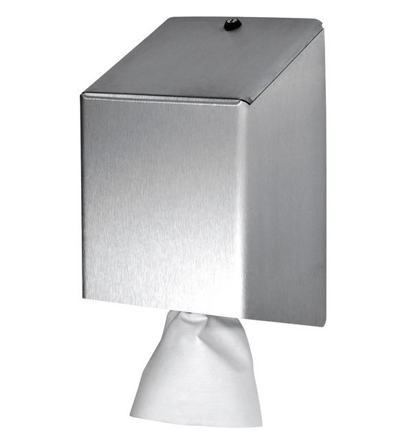 Poetspapierdispenser Euro Products universeel medium zilver 