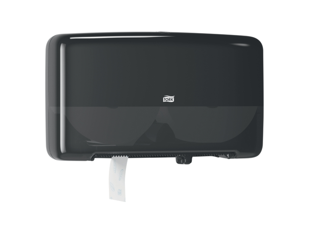 Toiletpapierdispenser Tork T2 Elevation jumbo klein duo zwart 